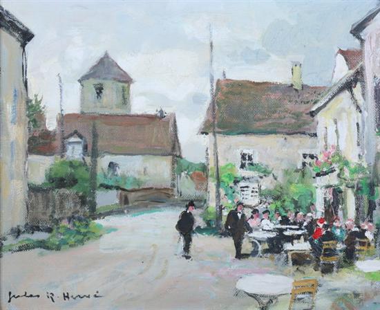 Appraisal: JULES REN HERV French - VILLAGE CAF signed lower left