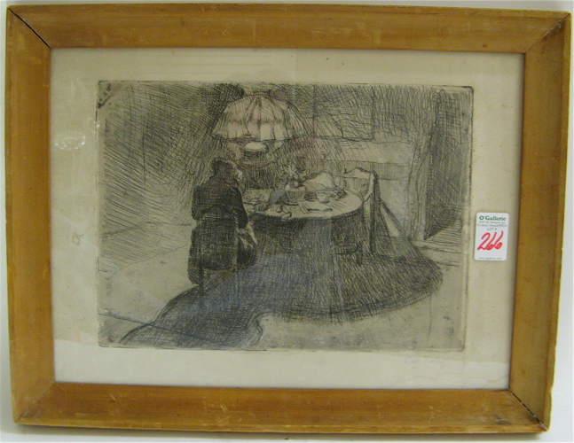 Appraisal: AUGUST TORSLEFF ORIGINAL ETCHING AND DRYPOINT Denmark - Gentleman seated