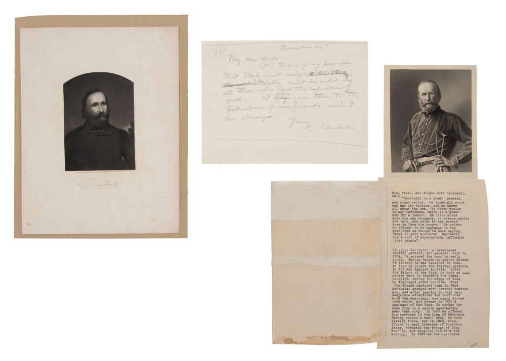 Appraisal: GIUSEPPE GARIBALDI ALS SHEET SIZE X UNFRAMED GIUSEPPE GARIBALDI ALS