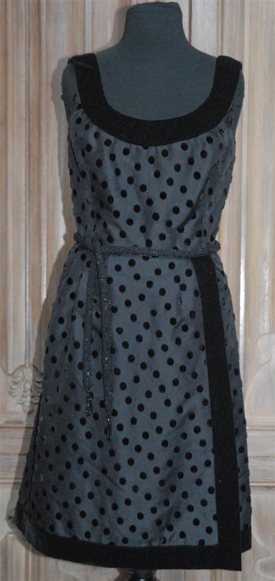 Appraisal: COCKTAIL DRESS BLACK VELVET POLKA DOTS sizes avarage ladies -