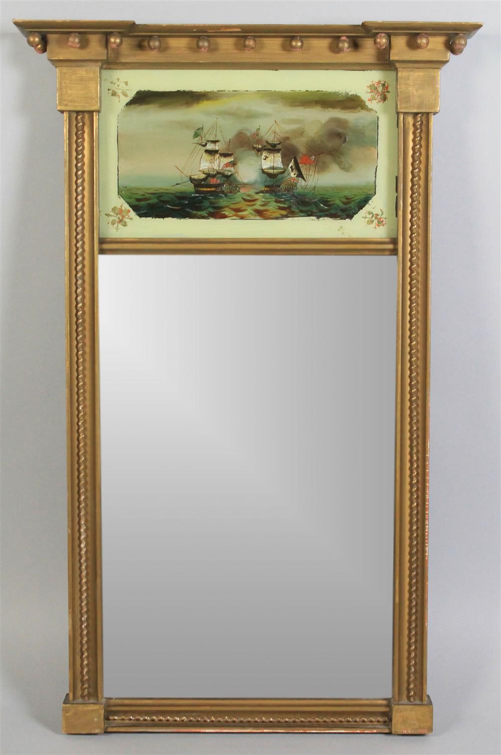 Appraisal: FEDERAL STYLE GILT AND EGLOMISE MIRROR having a rectangular form