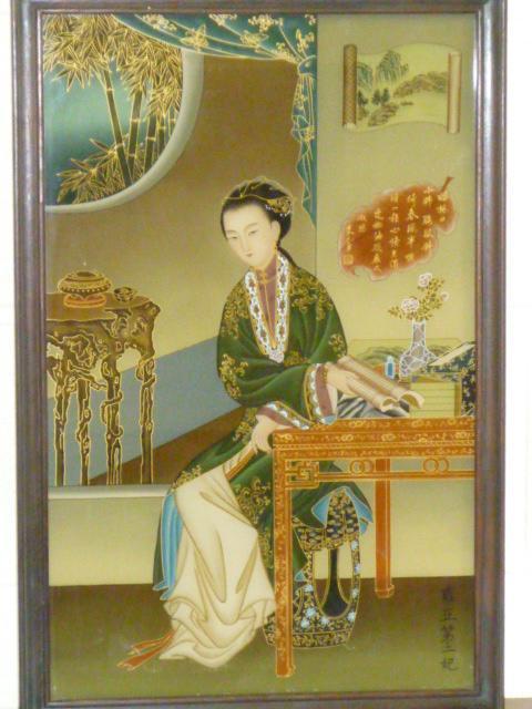 Appraisal: A SET OF THREE CHINESE REVERSE PAINTINGS on glass th