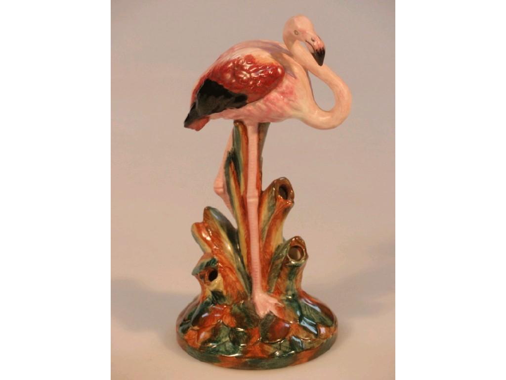 Appraisal: A Royal Worcester 'Crown Ware' centrepiece modelled as a flamingo