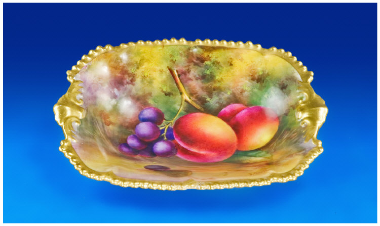 Appraisal: Royal Worcester Dish with hand painted peaches and grapes signed