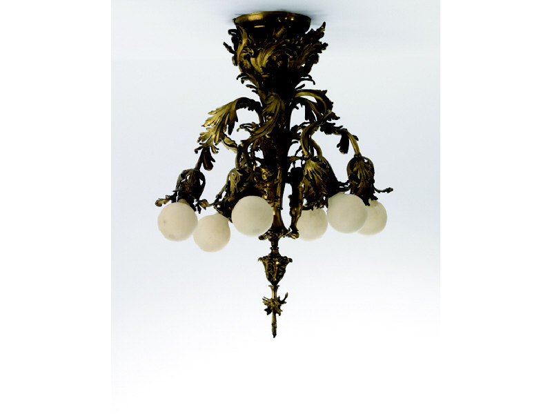 Appraisal: FINE ROCOCO GILT METAL SIX LIGHT CHANDELIER With all over