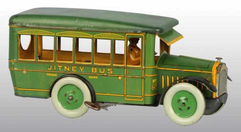 Appraisal: Tin Strauss Jitney Bus Wind-Up Toy Description American Working Original