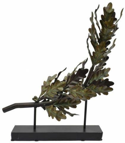 Appraisal: Patinated metal sculpture th c depicting Spanish Oak branch rising