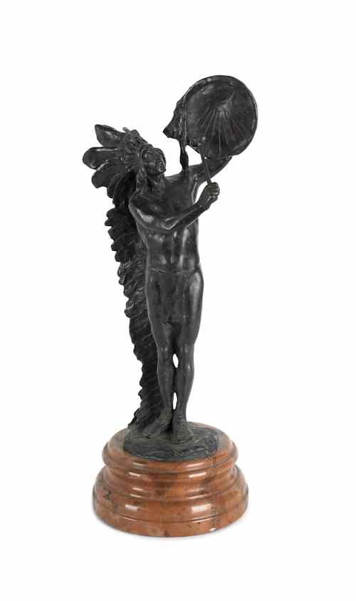 Appraisal: Bronze sculpture of an Indian warrior after Charles H Humphriss