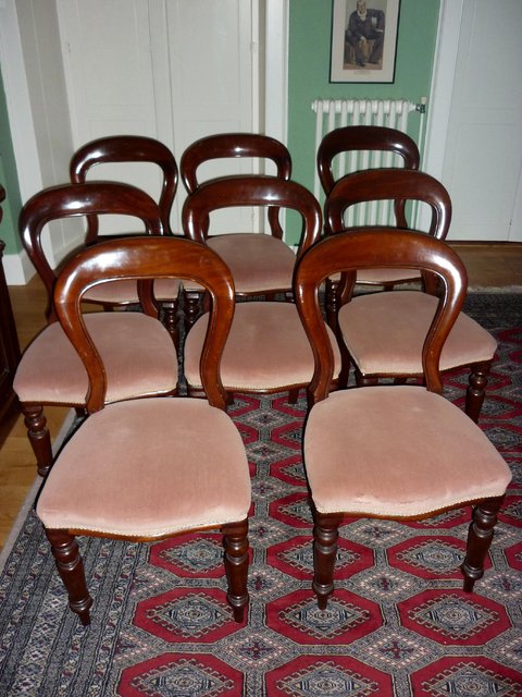 Appraisal: A set of eight Victorian mahogany dining chairs with open