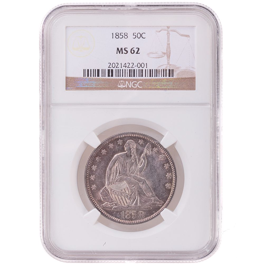 Appraisal: Seated Half Dollar NGC MS- Fully struck with mint frost