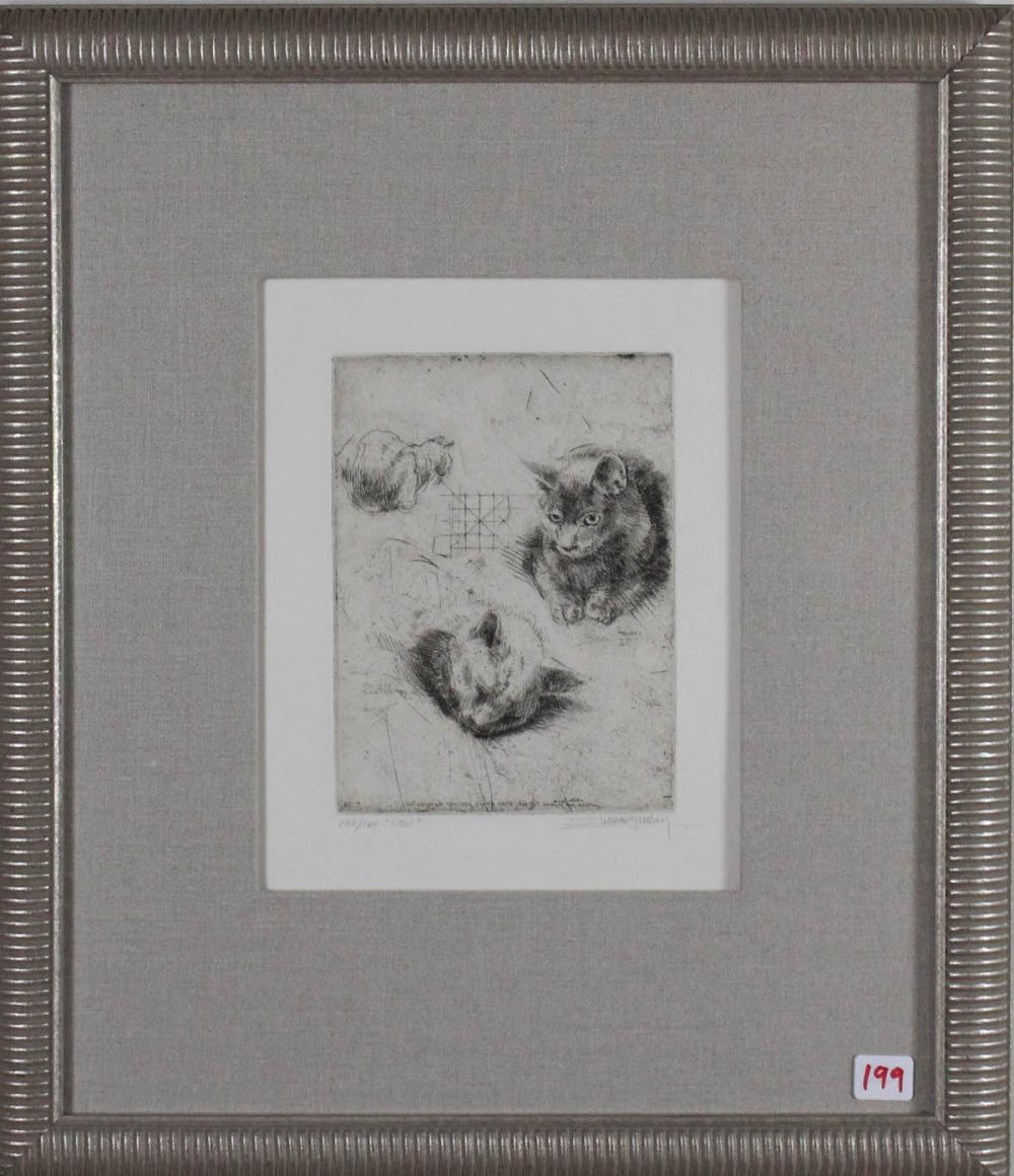 Appraisal: TREVOR SOUTHEY Rhodesia Utah - etching Cats Pencil signed lower