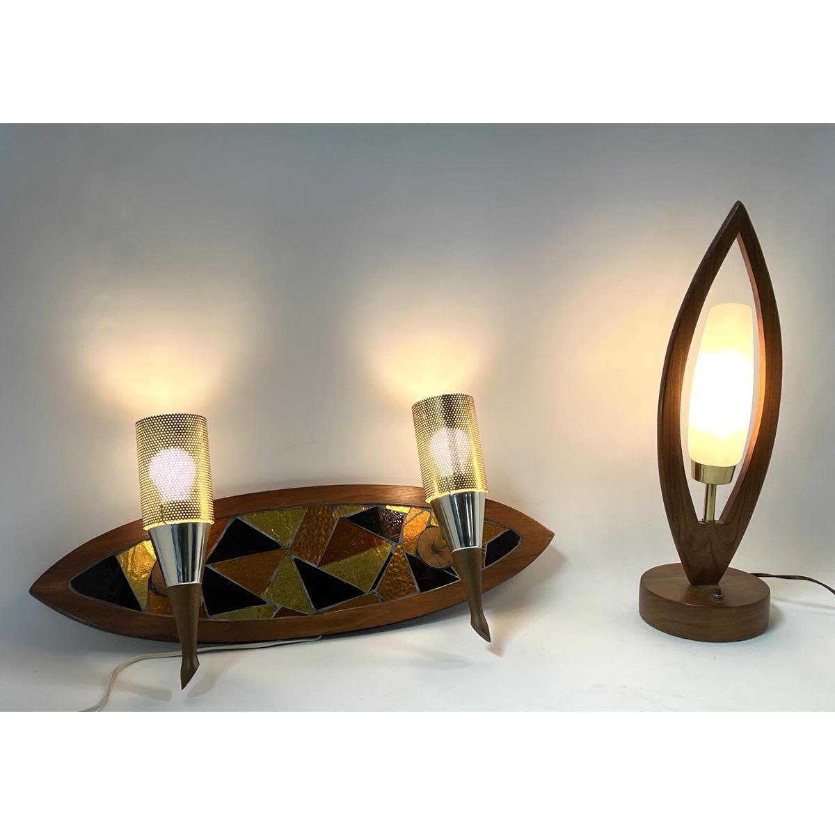 Appraisal: Modernist Two Light Wall Scone and Table Lamp Dimensions H