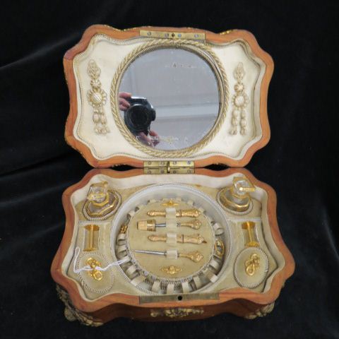 Appraisal: French Victorian Ladies Necessaire Box satin or fruit wood with