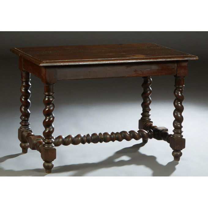 Appraisal: French Louis XIII Style Carved Oak Library Table c the