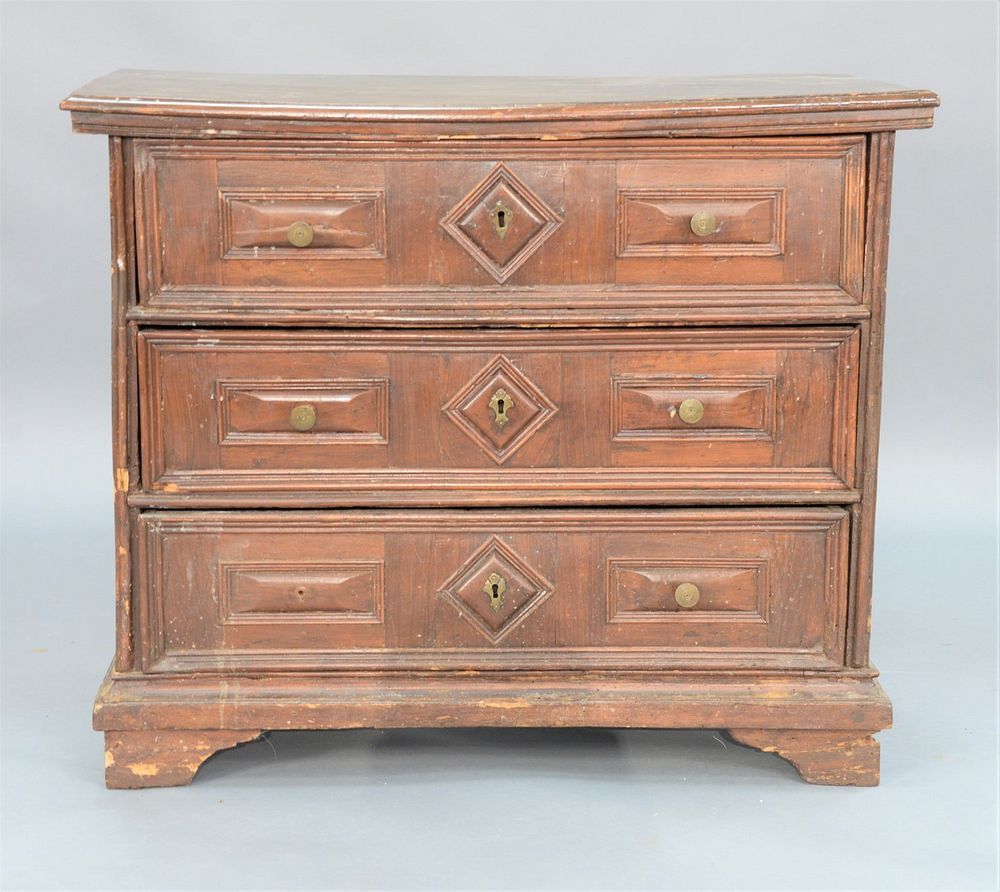 Appraisal: Jacobean Chest of Three Drawers each drawer with applied geometric