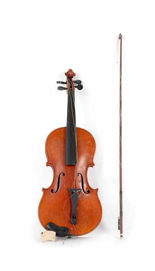 Appraisal: Reproduction Stradivarius violin with case and Schat bow