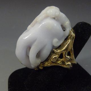 Appraisal: IMPRESSIVE LAVENDER JADEITE RING K GOLD JOHN HARDY NO RESERVE