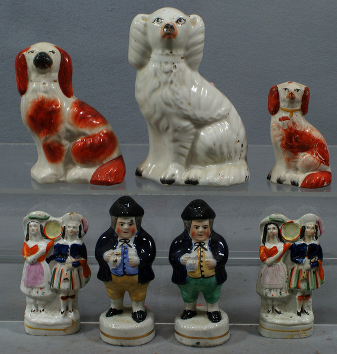 Appraisal: pcs Staffordshire pottery pr Toby shakers h single dogs -