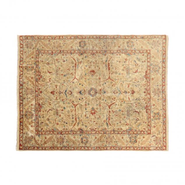 Appraisal: OUSHAK RUG Gold field with blue and red foliate motifs