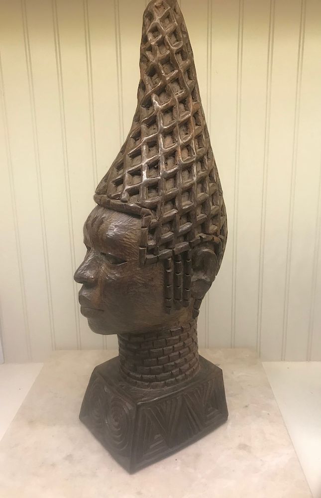 Appraisal: Wooden Head Benin Queen Carved head of historical Queen Idia