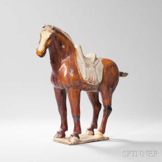 Appraisal: Sancai-glazed Pottery Figure of a Horse Sancai-glazed Pottery Figure of