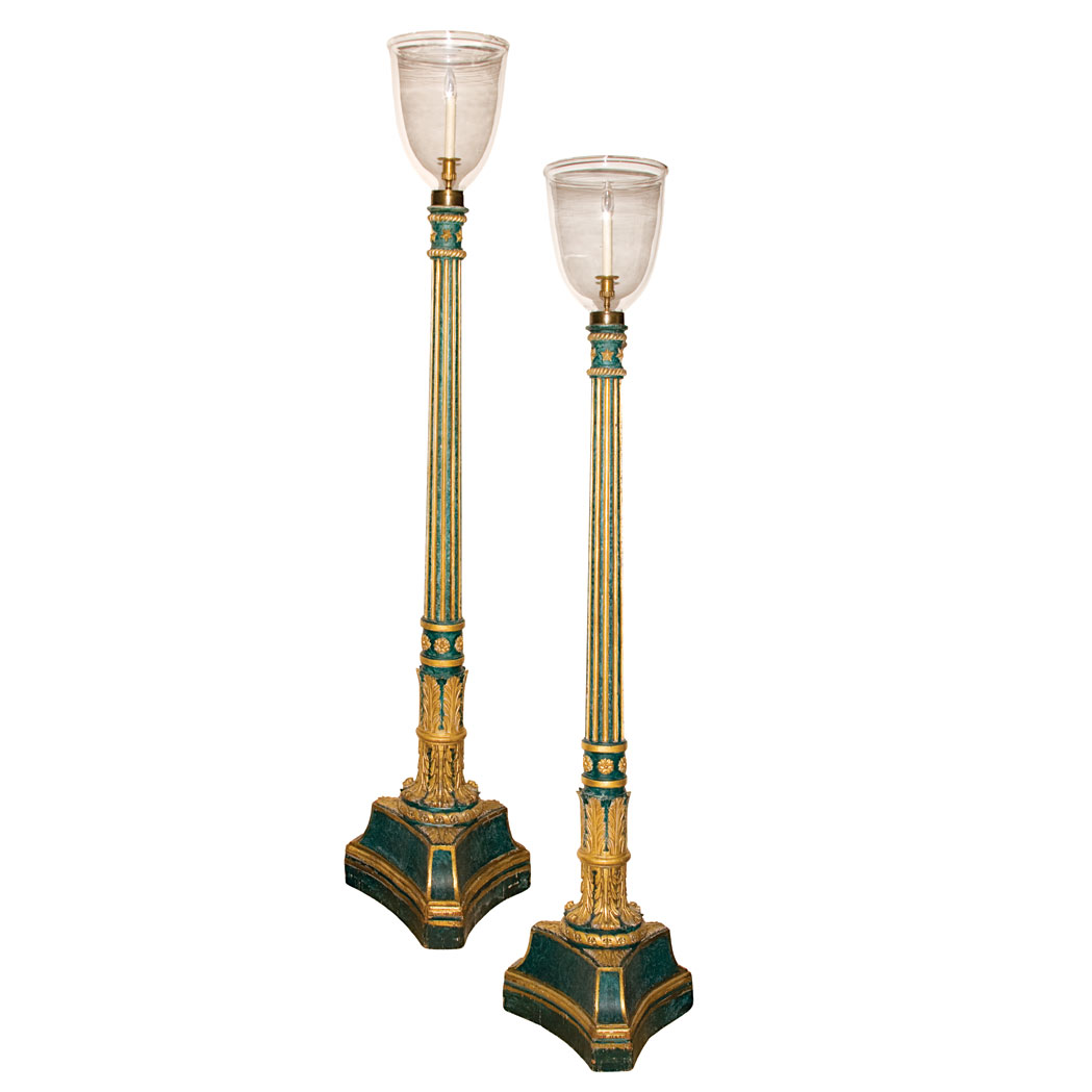 Appraisal: Pair of Italian Neoclassical Painted Wood Lanterns Each with a