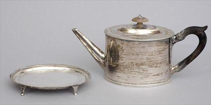 Appraisal: GEORGE III SILVER TEAPOT AND AN ASSEMBLED STAND Charles Aldridge