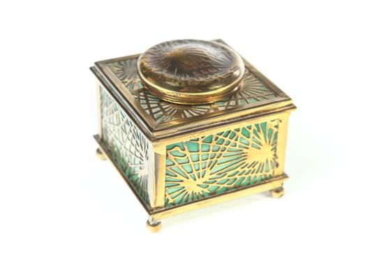 Appraisal: TIFFANY INKWELL American early th century Pine Needle pattern in