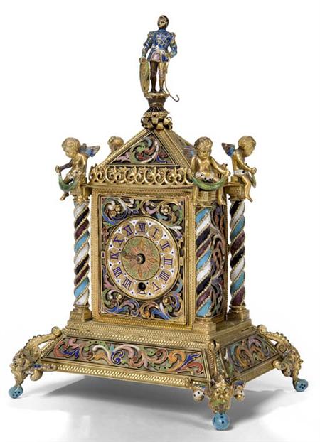 Appraisal: A late th century Viennese silver gilt and enamel mantel