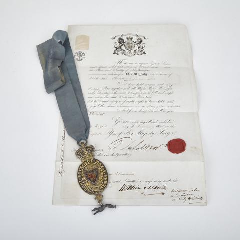 Appraisal: Victorian Queen s Messenger Silver-Gilt Badge and Appointment named to