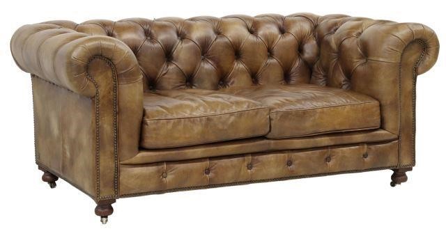 Appraisal: English Chesterfield loveseat two-seat sofa Halo Creative Design Ltd th