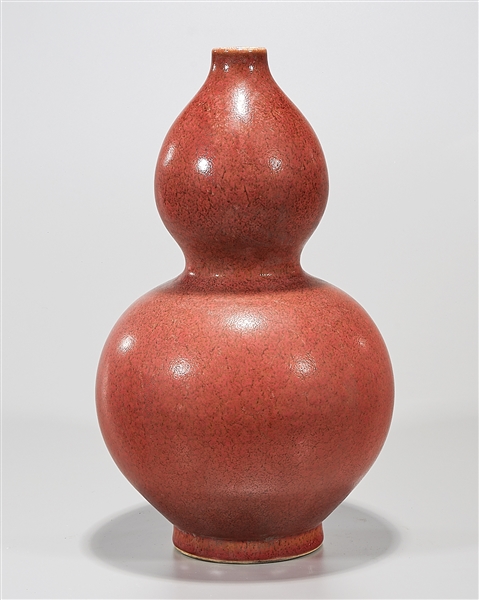 Appraisal: Chinese red glazed porcelain double gourd vase x approx Condition