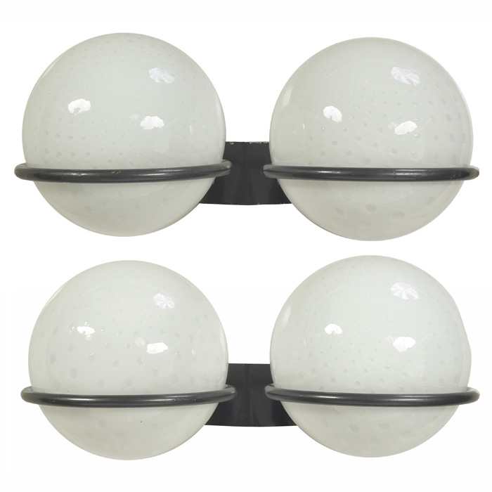 Appraisal: Murano wall sconces pair Italy glass ball shades and metal