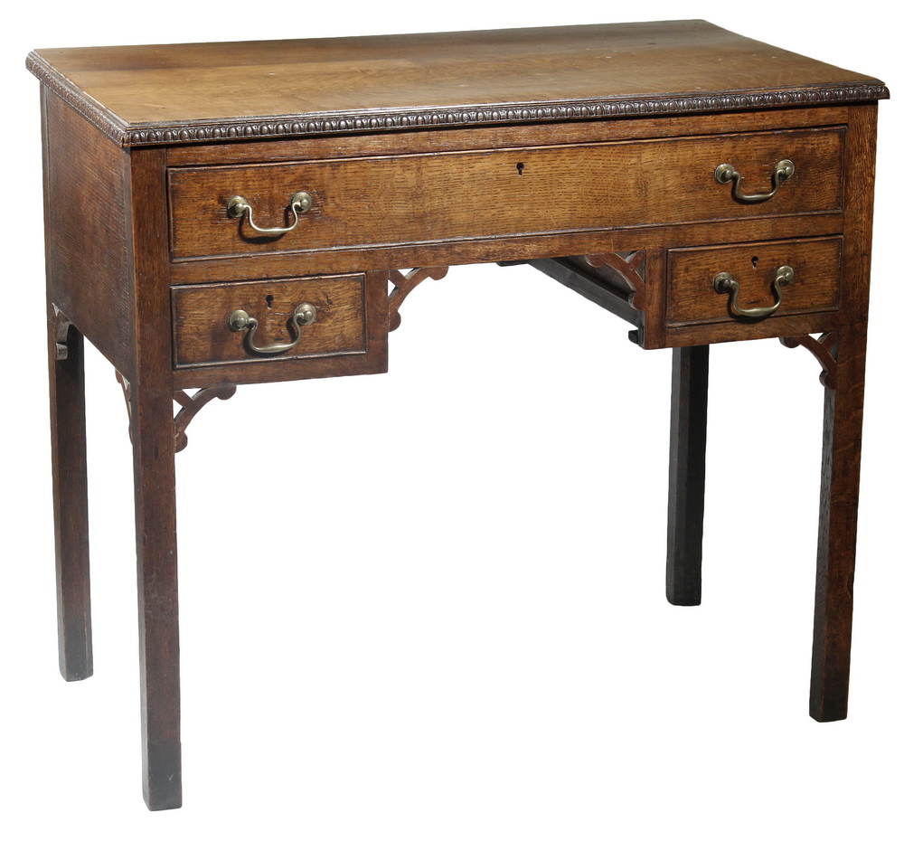 Appraisal: ENGLISH CHIPPENDALE OAK DRESSING TABLE Diminutive Dressing Table in quarter