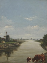 Appraisal: Albertus Sicco-Hempenius Netherlands - Cows in a stream Oil on