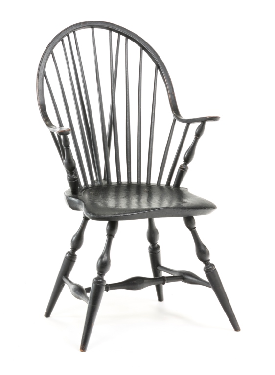 Appraisal: AMERICAN CONTINUOUS ARM BRACEBACK WINDSOR CHAIR Late th-early th century