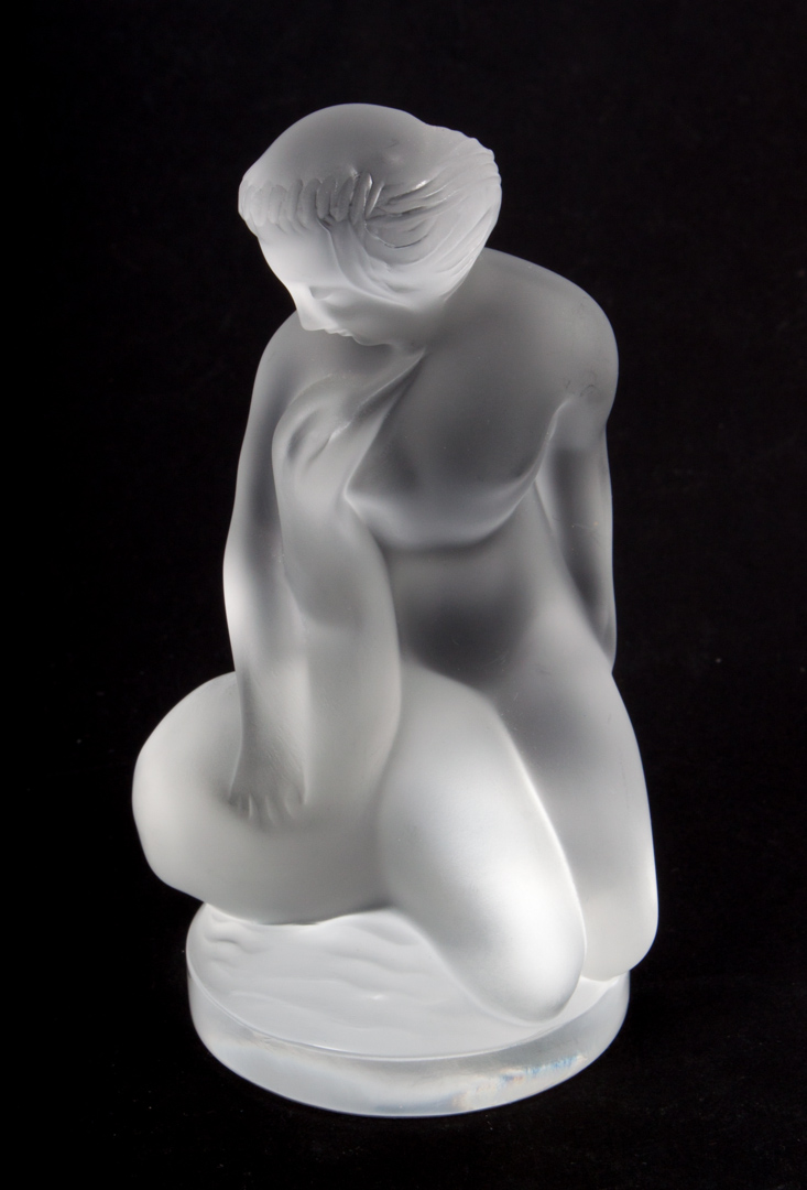 Appraisal: Lalique partially frosted glass Leda the Swan after classical myth