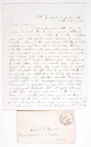 Appraisal: Civil War - Manuscripts Civil War Letter from Capt Nathaniel