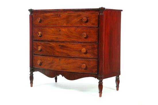 Appraisal: SHERATON BOWFRONT CHEST OF DRAWERS American - mahogany pine and