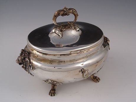 Appraisal: CONTINENTAL FINE SILVER FOOTED TEA CADDY LOCK BOX Lock box