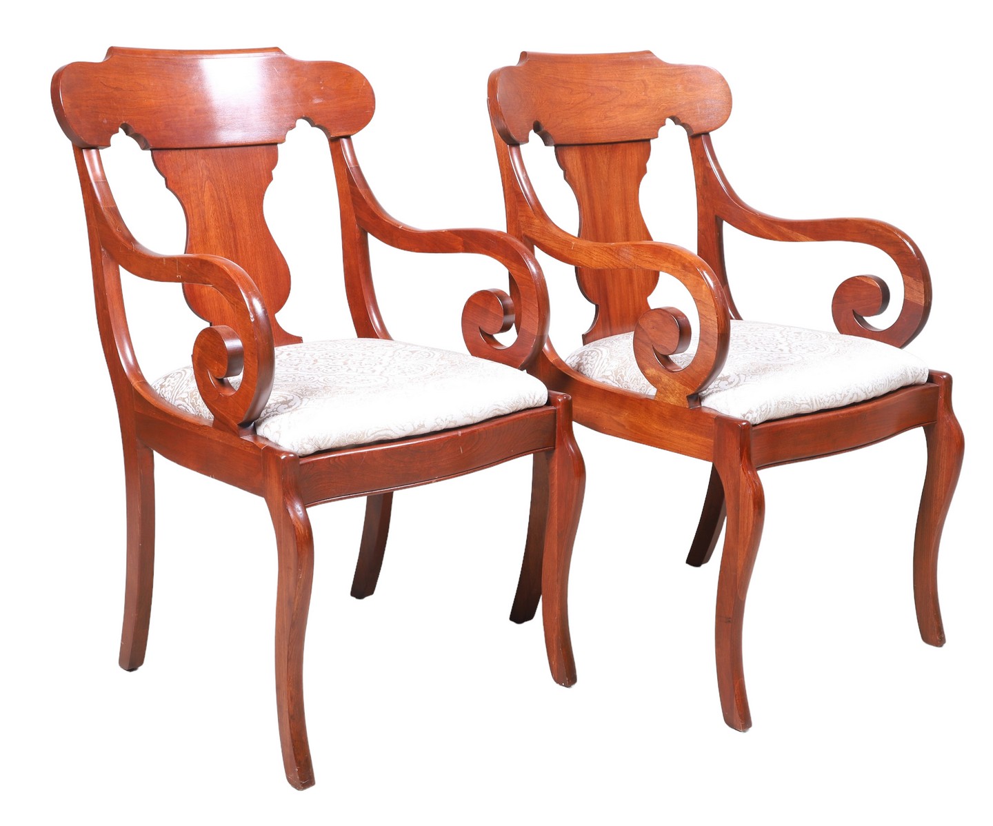 Appraisal: Pair Pennsylvania House carved cherry open armchairs carved shaped back