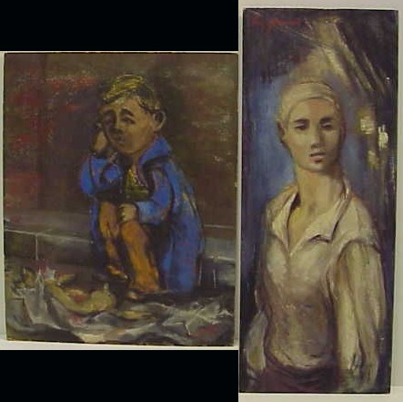 Appraisal: Two Ray Grimaila untitled oils on masonite the first a