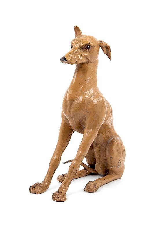 Appraisal: A Victorian Painted Iron Whippet Door Stop Height inches A