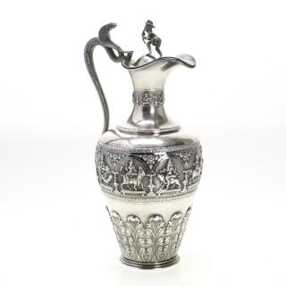 Appraisal: Indian silver ewer with deity decoration Indian silver ewer with