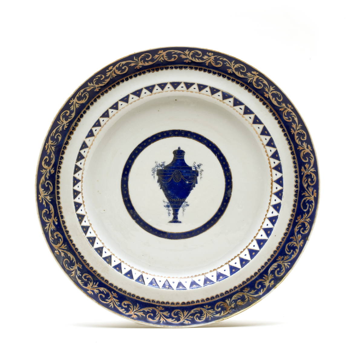 Appraisal: CHINESE EXPORT PORCELAIN BLUE AND GILT-DECORATED PLATE FROM THE COMMODORE