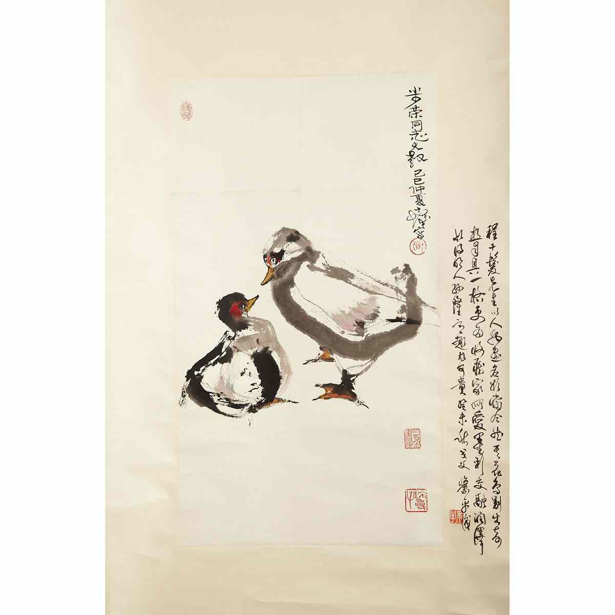 Appraisal: Cheng Shifa - TWO DUCKS Ink and colour on paper