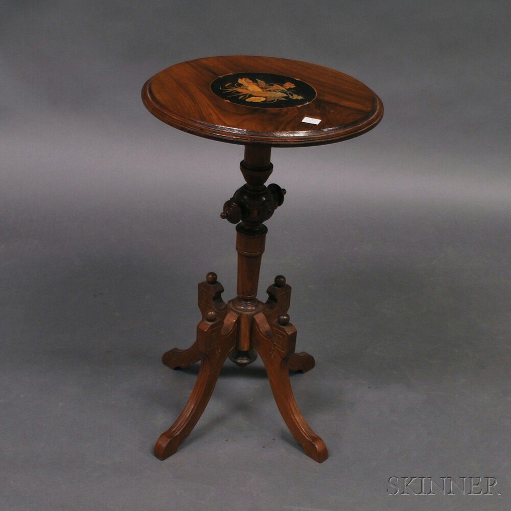 Appraisal: Victorian Renaissance Revival Inlaid Walnut Side Table America th century