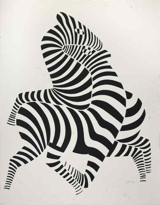 Appraisal: Victor Vasarely French Hungarian - Zebras lithograph edition signed Vasarely