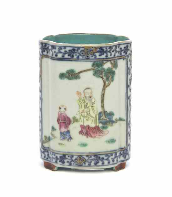 Appraisal: A Chinese Famille Rose Diminutive Brush Pot of quatrefoil shape