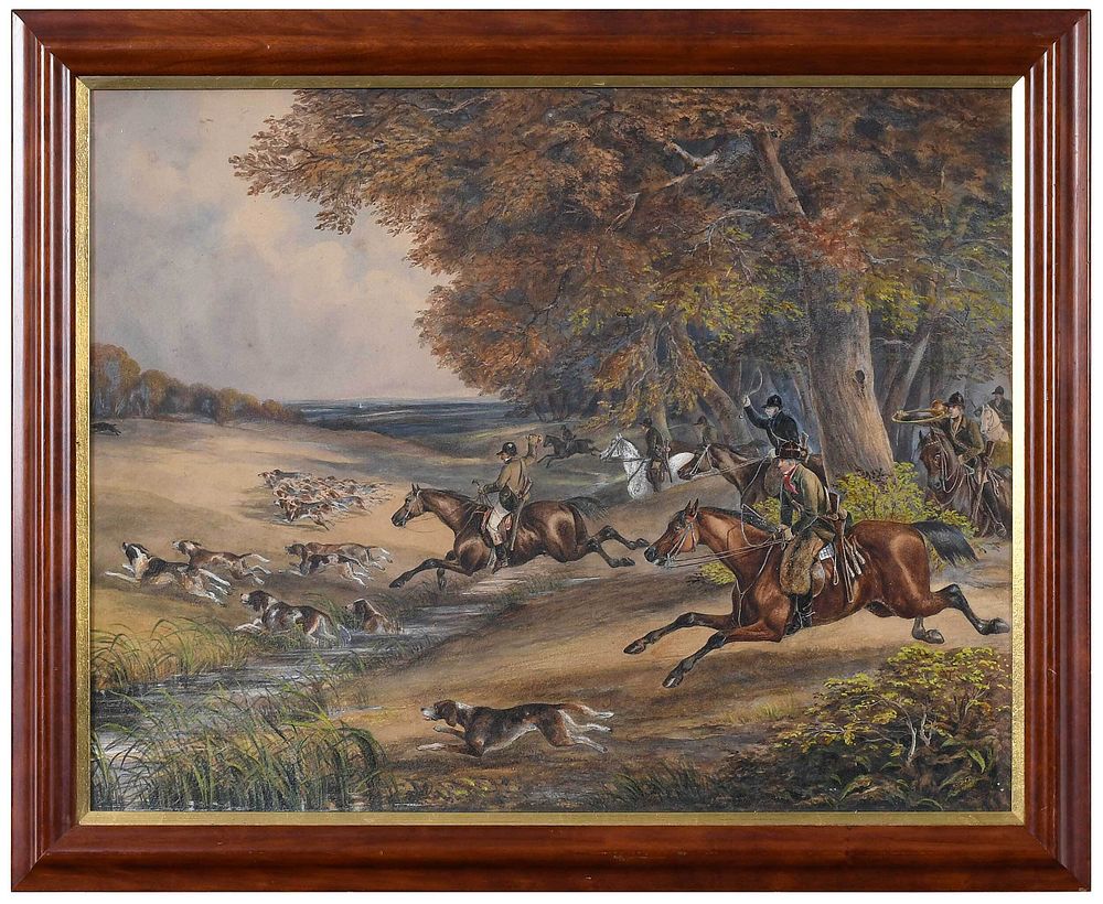 Appraisal: British School Sporting Watercolor th century The Boar Chase circa